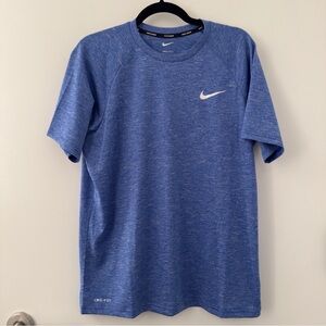 Nike Swim Dri-Fit Rash Guard Heathered Blue Shirt Size Medium M Active Outdoors